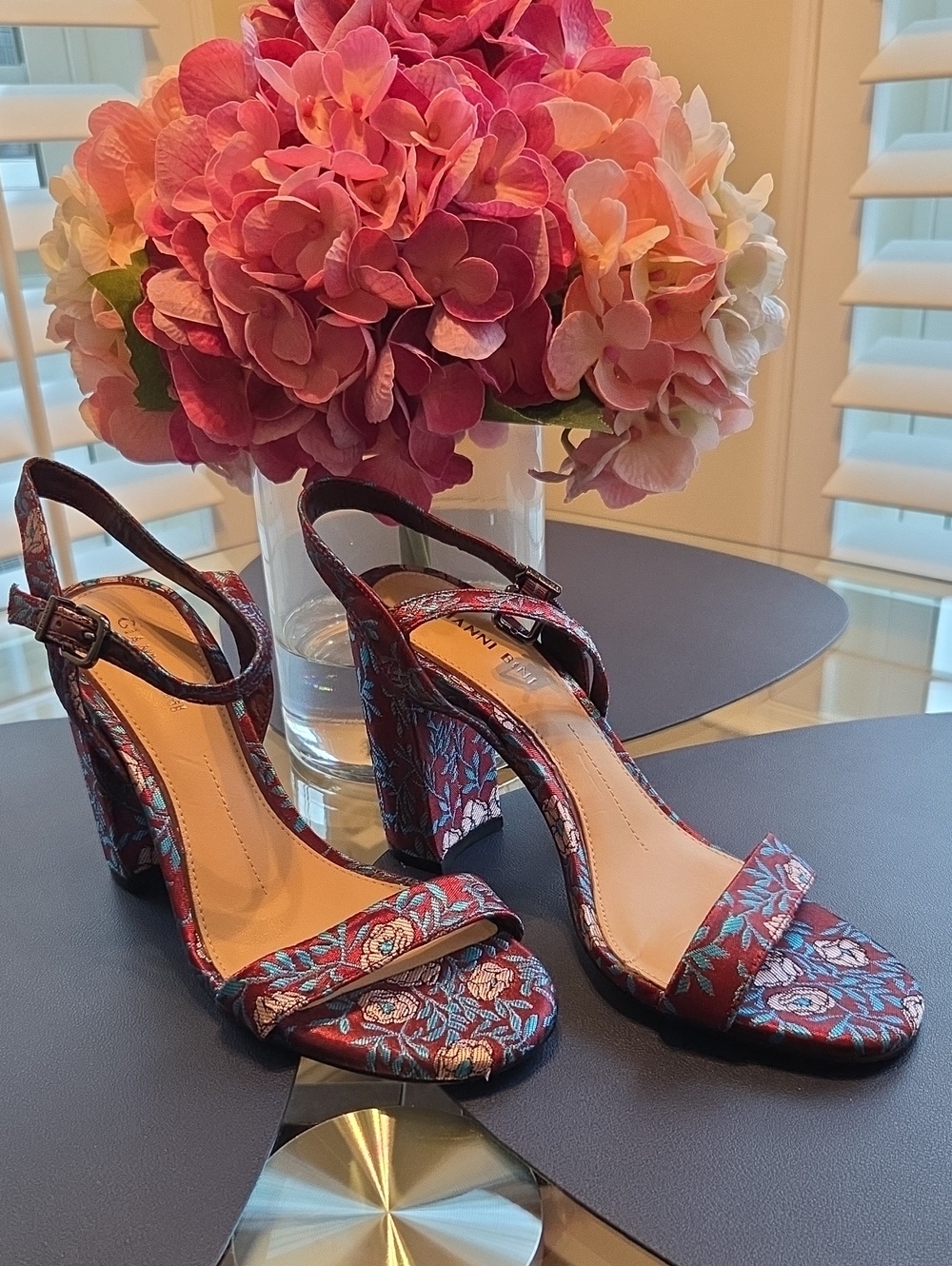 Gianni Bini Mckaria Floral Brocade Block Heels
